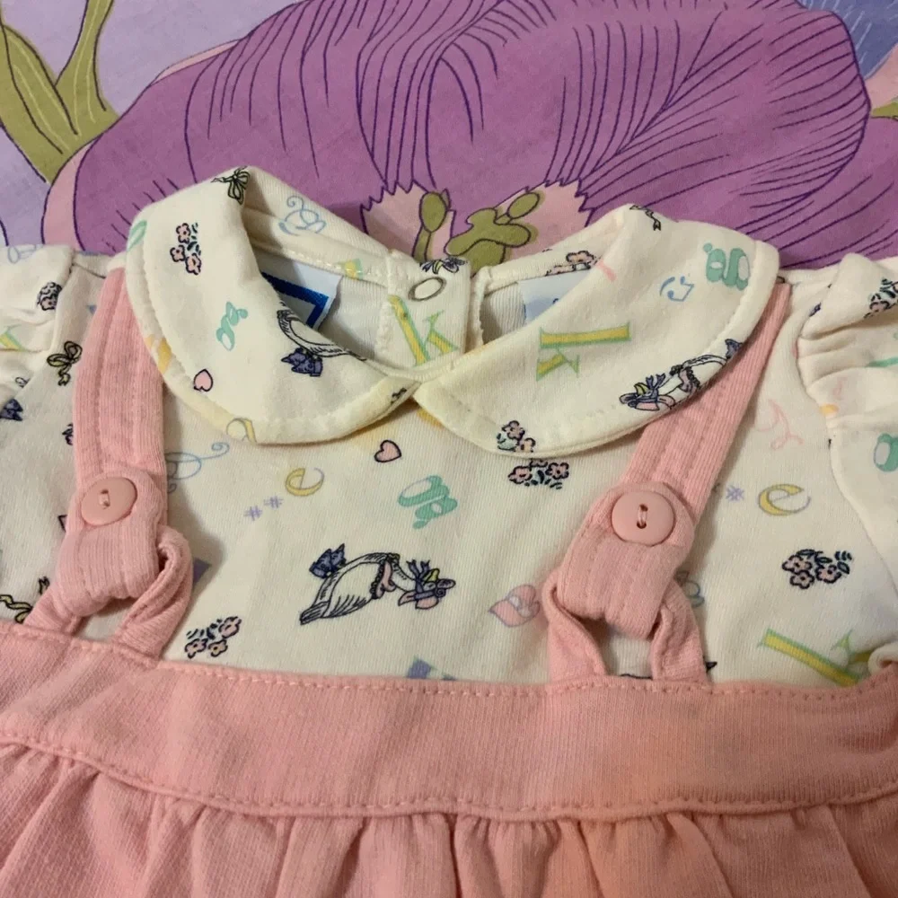 Like New VTG Lullaby Club Romper Pink & Embroidered Duck